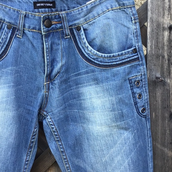 Emporio Armani jeans w/ leather & zip accents - Picture 3 of 16